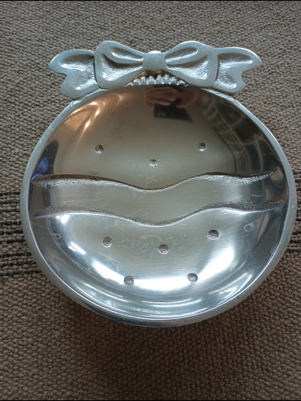 Pewter Metal Christmas Ornament Candy Dish